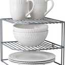 Kitchen Details Corner Shelf Organizer | Cabinet & Countertop Storage | Plates | Cups | Bowls | Grey