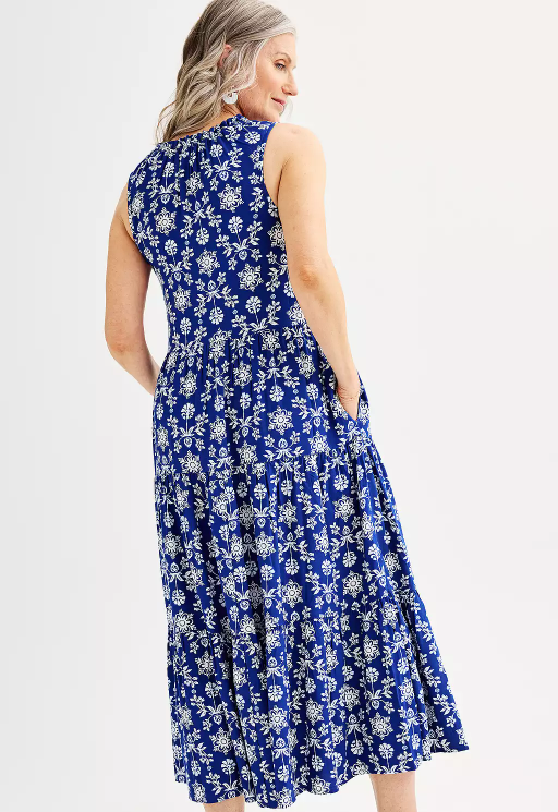 Kohl's Women's Summer Maxi Dress Sleeveless Button Down Casual Loose Long Beach Sundress Travel Vacation Outfits (Size M)