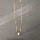 Gold Circle Pearl Pendant Necklace