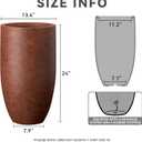 Kante 24 Inch Tall Round Concrete Planter, Large Indoor Outdoor Plant Pots with Drainage Hole and Rubber Plug, Modern Decorative Garden Pots for Home Patio Porch, Rusty
