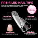 UNA GELLA Short Square Nail Tips 504PCS Pre Etched Extra Short Soft Gel Fake Nails Tips for Women DIY Squoval Press On Nails Extension French Style Salon Full Cover Acrylic Tips 12 Sizes
