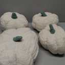 Kajaia 4 Pcs Fall Decor Thanksgiving Pumpkin Throw Pillow Fall Pillow 11 Inches 7 Inches 3D Cushion Thanksgiving Sherpa Plush Fluffy Stuffed for Autumn Christmas Home Sofa(White)