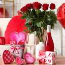 Yousoontic Valentine's Day Heart Wooden Table Decor Centerpieces Valentines Tabletop Heart Wood Block Sign Pot Red Pink for Valentine Wedding Anniversary Home Table Shelf Desk Mantel Party Decorations