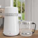 Garvee 1.1 Gallon Water Distiller 750W Home Water Purifier with Glass Jug Drinking Water Purification Filter Set Produces Water with 2ppm Purity Ideal for Home and Office Use - White