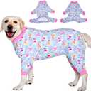 LovinPet Pitbull Dog Pajamas,Pet Pajamas for Dogs, Wound Care/Post Surgery Dog Clothes,Lightweight Stretchy Pitbull P'js, Onesies for Dogs, Seafoam Unicorn Print,Large Breed Rottweiler Jammies /3XL