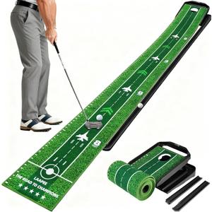 Putting Green Indoor, 360 Adjust Slope Putting Mat with Auto Ball Return & Crystal Velvet Mat, Practice Golf Gifts Game for Home, Office, Outdoor and Golfers Use