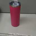 YOUKE OLA 16 Pack Stainless Steel Skinny Tumblers Bulk Straight Double Wall Powder Coated Insulated Tumbler with Lid and Straw for Laser Engrave, DIY Gift, 20oz Pink