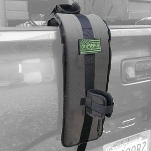 Bomber Strap Patented Single-Bike Tailgate Pad (Black) | Magnetic Buckles, Unobstructed Backup Camera, Universal Fit for All Trucks, Full Hitch & Tailgate Access, Quick Install, 1.5" CLOSED-CELL FOAM PADDING