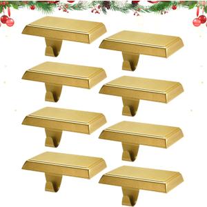 Christmas Stocking Holders for Mantle, Weighted Stocking Hangers, Christmas Stocking Hooks for Tables, Window Fireplace Mantle Decoration(Gold,8PCS)