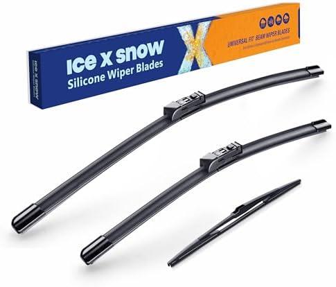 ICEXSNOW Silicone Windshield Wiper Blades Replacement for Mazda CX-5 CX5 2017-2023,CX-9 CX9 2016-2023 Automotive Replacement Windshield Wiper Blades (24"+18"+14" Front Rear Wiper Blade Set)