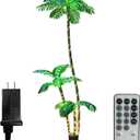 Artificial Palm Tree Christmas Tree 7Ft 3Trunks 260LED Lighted Simulation Tropical Palm Tree Fake Plant Light for Patio Home Office Beach Yard Cruise Hawaiian Party Tiki Bar Decorations - Electric