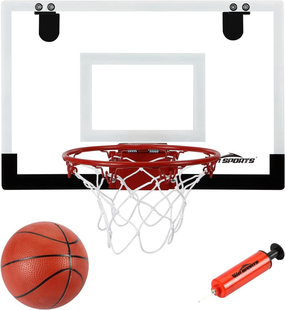 Over The Door Pro Mini Basketball Hoop for Kids Adults Teens,for Door and Wall with Complete Basketball Accessories (18x12 inches)