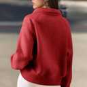 ATHMILE Womens Sweatshirts Half Zip Cropped Pullover Fleece Quarter Zipper Hoodies Fall Winter Fashion Outfits Red XL