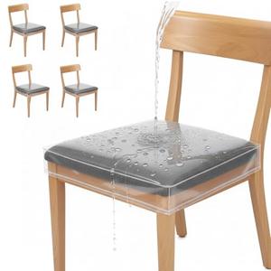 Houseables Plastic Chair Covers, Plastic Seat Covers for Dining Chairs, Seat Protectors, Vinyl, Waterproof, Clear Cushion Protector for Cats, Kids, Kitchen Room Table, Fits 16-18 Inch, 4 Pack Set