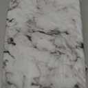 Walrus Round Vinyl Fitted Tablecloth with Flannel Backing Elastic Edge Design Table Cover Waterproof Oil-Proof PVC Table Cloth Stain-Resistant Best for 37"-44" Round (Marble)