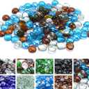GasSaf Blended Fire Glass Beads for Outdoor Fire Pit, Fireplace, Replaces Existing Gas Logs & Lava Rocks, 3/4 Inch Glass(20 Pound)(Caribbean Blue, Amber, Crystal Clear Luster)