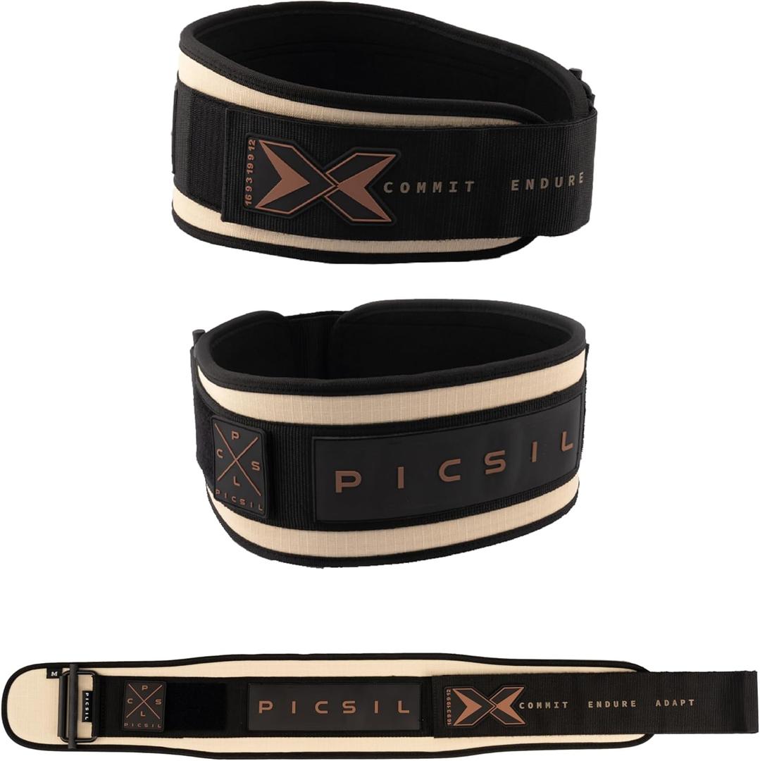 PICSIL - Weight Lifting Belt | Core & Back Support | Customizable with Patch Space | Ideal for Cross training, Squats & Barbell Exercises | Strength Belt for Women and Men | (Medium)