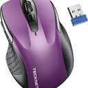 TECKNET Wireless Mouse for Laptop, Silent Mouse Quiet Click, Computer Mice Wireless, 6 Adjustable 4000 DPI Computer Mice - Purple