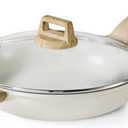 CAROTE 12.5 Inch Non Stick Frying Pan with Lid,White Granite Nonstick Skillet Omelet Pans, Egg Pan Granite Cookware, PFOS & PFOA Free, Pink