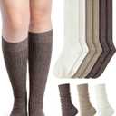 Shihanee 3 Pairs Winter Women Knee High Socks Long Ribbed Knit Slouchy Boot Socks Warm Gifts for Women Girls