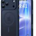 JJL for iPhone 17 Pro Case with 2 Pack Screen Protectors, Compatible with MagSafe, Full Camera Protection, Translucent Matte Magnetic Phone Cover, Deep Blue