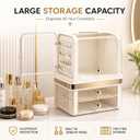 Clear Acrylic Makeup Organizer with Drawers – Dustproof Vanity & Cosmetic Storage Box with Lid (28.5 × 20 × 38 cm)
