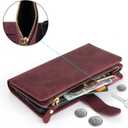 iCoverCase Compatible with iPhone 15 Pro Max Crossbody Case with Strap, Wallet Phone Case Card Holder [Not Detachable] PU Leather Kickstand Zipper Lanyard Case 6.7" (Claret)