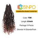 9 Pack 8 Inch Goddess Box Braids Crochet Hair for Black Women T30 | Boho Crochet Braids with Curly Ends, Pre Looped Short Hair Extensions Bohemian Synthetic Braiding, Ombre Medium Dark Brown