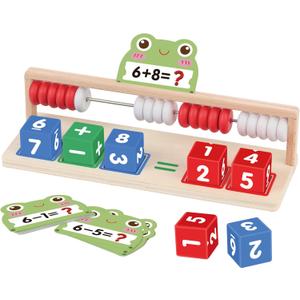 Wooden Math Learning Toys, Number Blocks Toys, Abacus for Kids Math,Montessori Toys for 3-5 Year Old Boys Girls Birthday Gifts