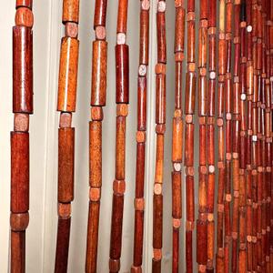 FlavorThings Natural Dark Brown Bamboo Beaded Curtain Room Divider Plain Design-Bamboo and Wooden Doorway Beads-Boho Bohemian Curtain 38 Strands 36" Wx78 H