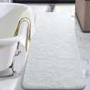 LOCHAS Bathroom Rug Runner 24x60 Inch, Soft Thick Absorbent Microfiber Bath Rugs for Bathroom, Machine Washable, Shaggy Plush Non Slip Bath Mat for Tub, Shower Floor, Quick Dry Mats, White (2' x 5')