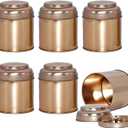 6 Pack Tea Tin Canister with Airtight Double Lids for Loose Tea, Mini Tea Storage Containers Round Tin Canister for Storage Teas Bags Coffee Sugar，8 Fluid Oz, Rose Gold