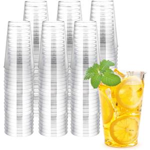 Byvivace 100Counts 12 OZ. Hard Plastic Cups Fancy Disposable Cups for Party, 12 Ounce Clear Elegant Wedding Cups Disposable Wine Glasses for Parties