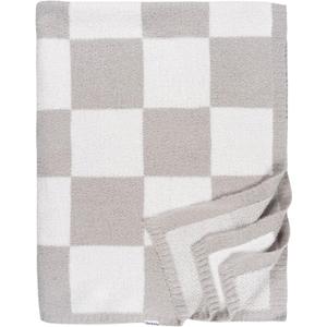 Gerber Unisex Baby Cozy Soft Silky Mink Checkerboard Grid Blanket, Tan Check, One Size