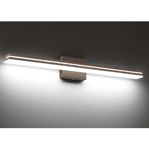 SineRise LED Modern Bathroom Vanity Light Fixtures (32-Inch, 3000K/4000K/6000K, Dimmable), Brown Wood Painted Modern Acrylic Bathroom Wall Lighting Fixtures Over Mirror