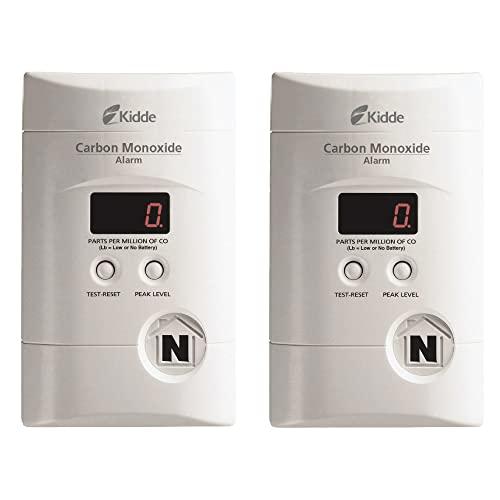 Kidde Carbon Monoxide Detector, Plug-In Wall with 9-Volt Battery Backup, Digital LED Display - 2 Pack, MFG Date:  10/29/2025