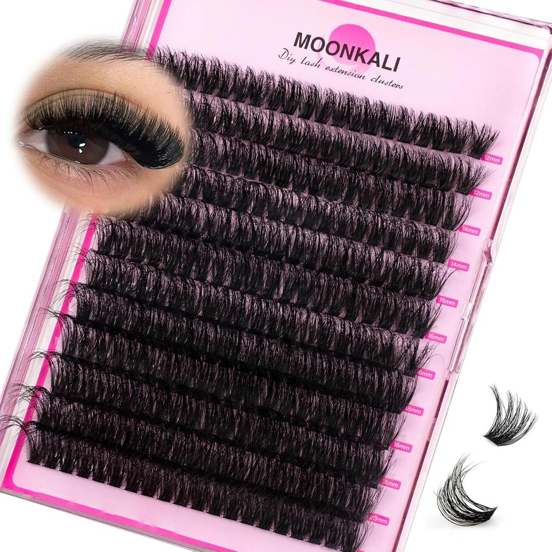 Lash Clusters Wispy 80D Eyelash Clusters D Curly 12-20MM Mix Length Cluster Eyelash Extensions Thick Volume Individual Lashes Clusters DIY Eye Lash Extension 3D Eyelashes Clusters at Home By MOONKALI