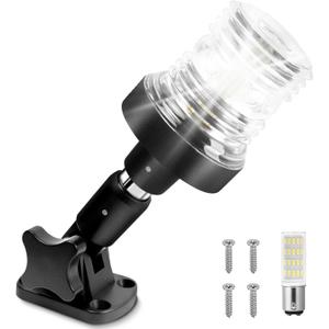 Obcursco Boat Stern Lights, IP67 Waterproof Fold-Down White LED Anchor Light for Marine, Pontoon, Fishing, Bass, and Jon Boats(6 Inches)