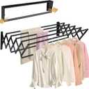 XL-31.5'' Wall Mounted Clothes Drying Rack, 130 lbs Large Capacity Rustproof Retractable Collapsible Drying Rack Easy Install with 7 Drying Rods, Space Saving Towel Clothes Rack for Laundry,Black