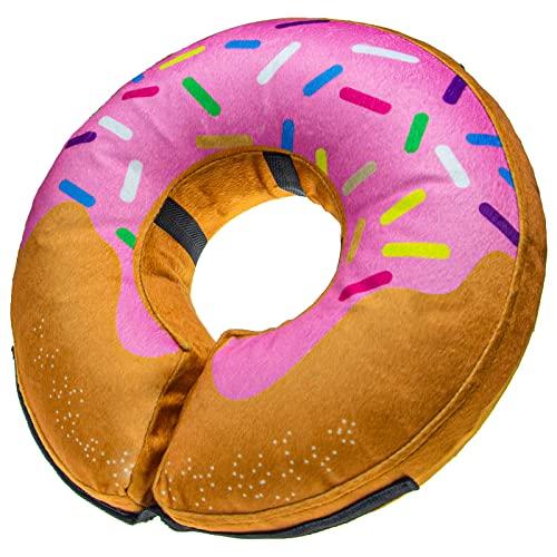BENCMATE Inflatable Dog Cone Collar Alternative, Soft Dog Cone for Small Medium Large Dogs and Cats, (XLarge, Donut-Strawberry)