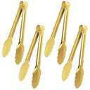 XEVOM Gold Buffet Tongs - 6 Pack, 9 Inch, Stainless Steel Gold Plated Serving Tongs