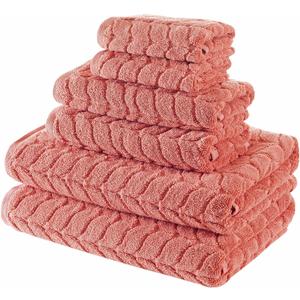 BAGNO MILANO Turkish Cotton Bath Towels, Bath Sheet Towels Soft Plush Jacquard Luxury Towels (Coral Red, 6 pcs Towel Set)