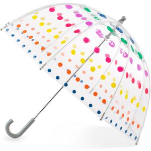 totes Kids Clear Bubble Umbrella with Dome Canopy, Lightweight Design, Wind and Rain Protection Umbrella, Dots, Kids - 38" Canopy