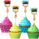 36pcs Paint Brush Cupcake Toppers Painting Cupcake Picks Toothpicks for Art Theme Cake Decorations Artist Birthday Party Favors Supplies