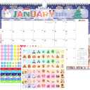 Calendar 2026, Anti Ink Bleed, Durable Thick Paper, Ample Writing Space, Wall Calendar 2026 with Stickers, 17" x 12" Large Seasonal Calendars for Home, Office, Student and Teacher Supplies- Colorful
