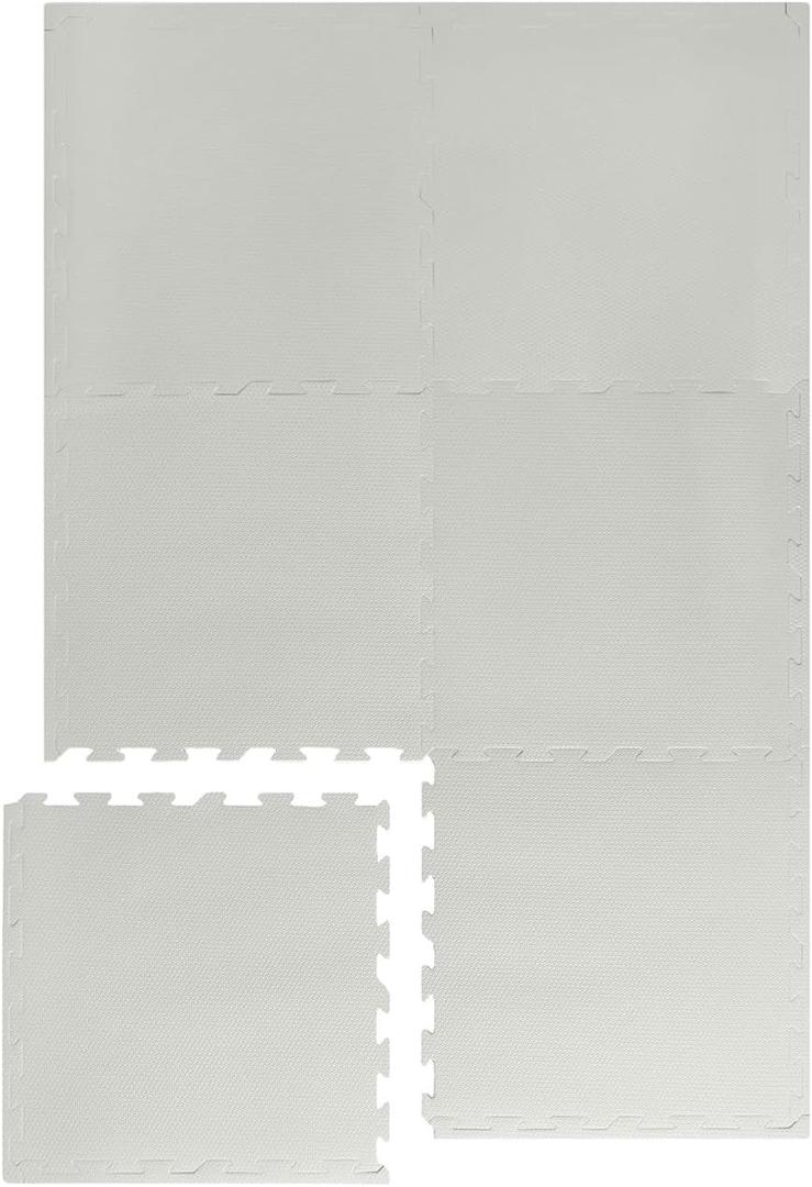 3 Sprouts Baby Play Mat - Kids Foam Puzzle Play Mat with Interlocking Foam Tiles for Baby Play Area, Kids Playroom - Safe, Non Toxic EVA Soft Floor Mats with Fun Puzzle Design - Gray