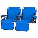 GREEN PARTY Stadium Seat for Bleachers Portable Outdoor Floor Folding Stadium Chair with Armrest, Back Support, Cup Holder, Mesh Bag and Hide Hooks