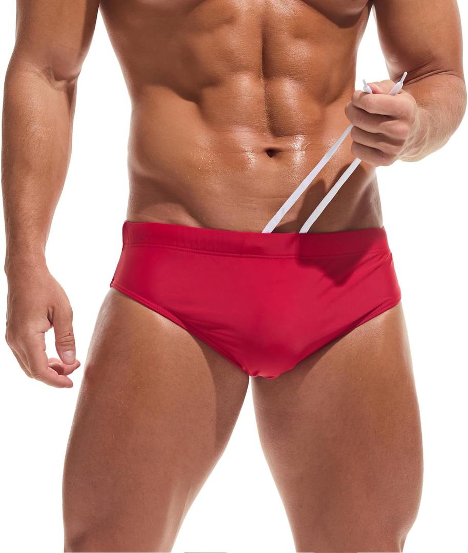 Men Swimwear Swimming Briefs Bikini Boxer Trunks Swimsuits Bathing Suits (Red2, XL)