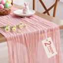 Pureegg 2-Pack Cheesecloth Table Runner, 120'' Easter Spring Boho Gauze Table Cloth Decorations for Party, Baby Shower, Wedding and Farmhouse, Fabric Room Decor, Dusty Pink