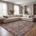 Kuden 9x12 Large Area Rug, Machine Washable Area Rug with Non-Slip Backing, Vintage Style, Soft, Easy Clean, Low Pile Rug for Living Room, Bedroom, Dining Room, 9' x 12' Rectangular